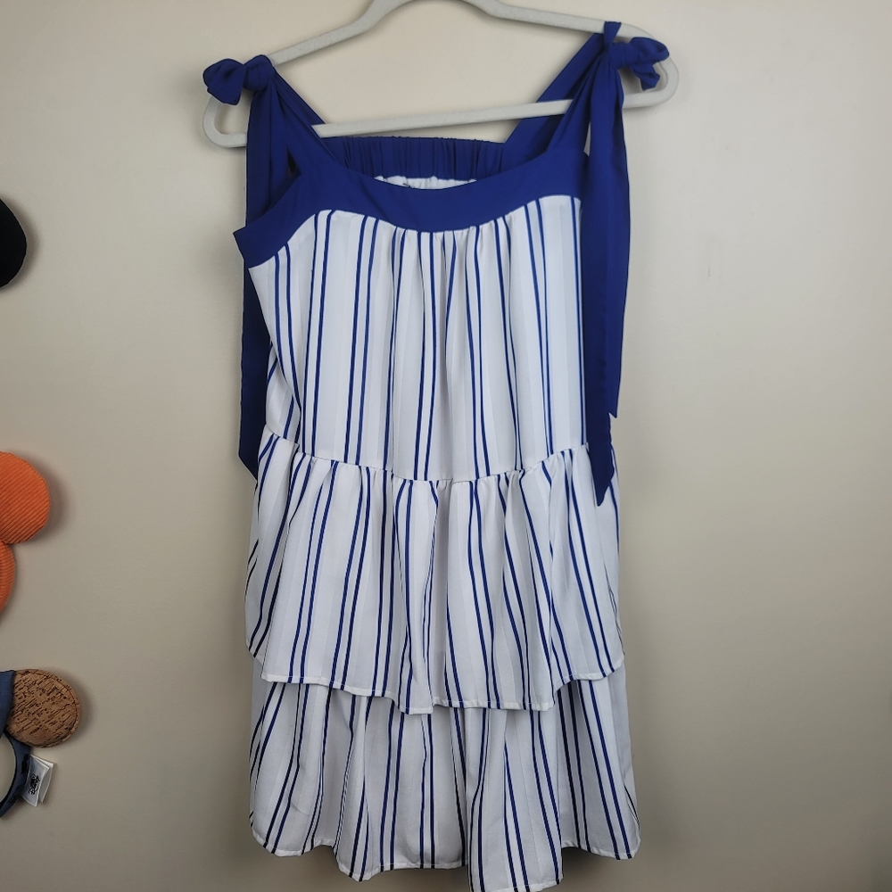 A. Calin by Flying Tomato Sunny Spell Woven Tiered Mini Dress size L 10/12 - Picture 4 of 9